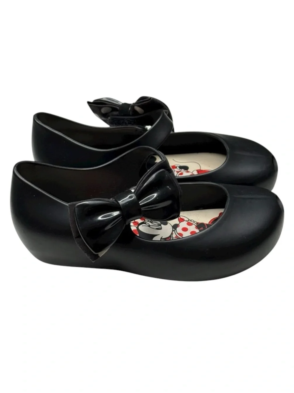 Mini Melissa 𖠌 Minnie Mouse Disney Ultra Bow Jelly Flat Shoes 𖠌 Black 𖠌 Girls 10
